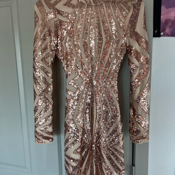 Fashion Nova A Night in Italy Sequin Dress -Rosegold - Picture 2 of 5